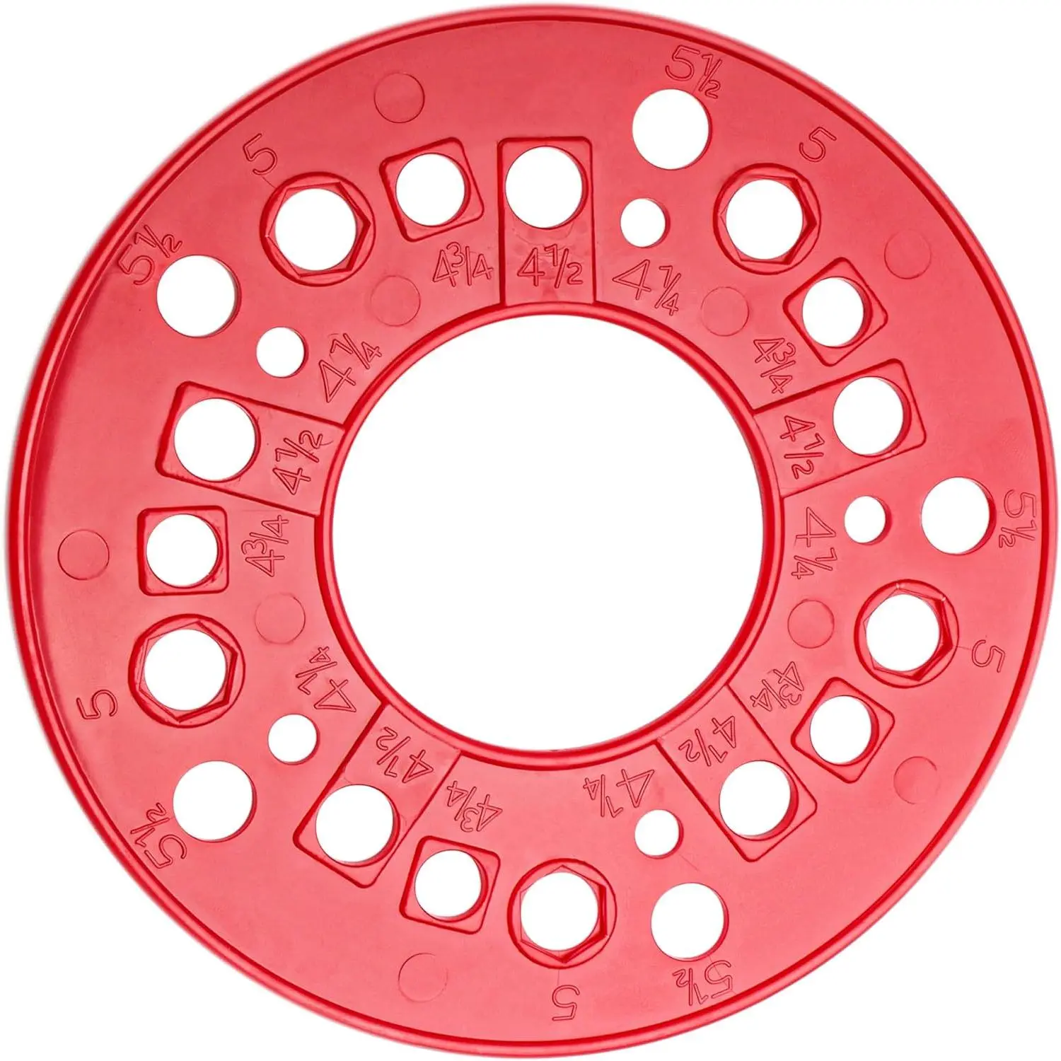 Wheel Bolt  Measuring Tool, 5 Lug Template Gauge for 5/6/8 Hole Rims,   Axle Bolt Circle Tool-Red