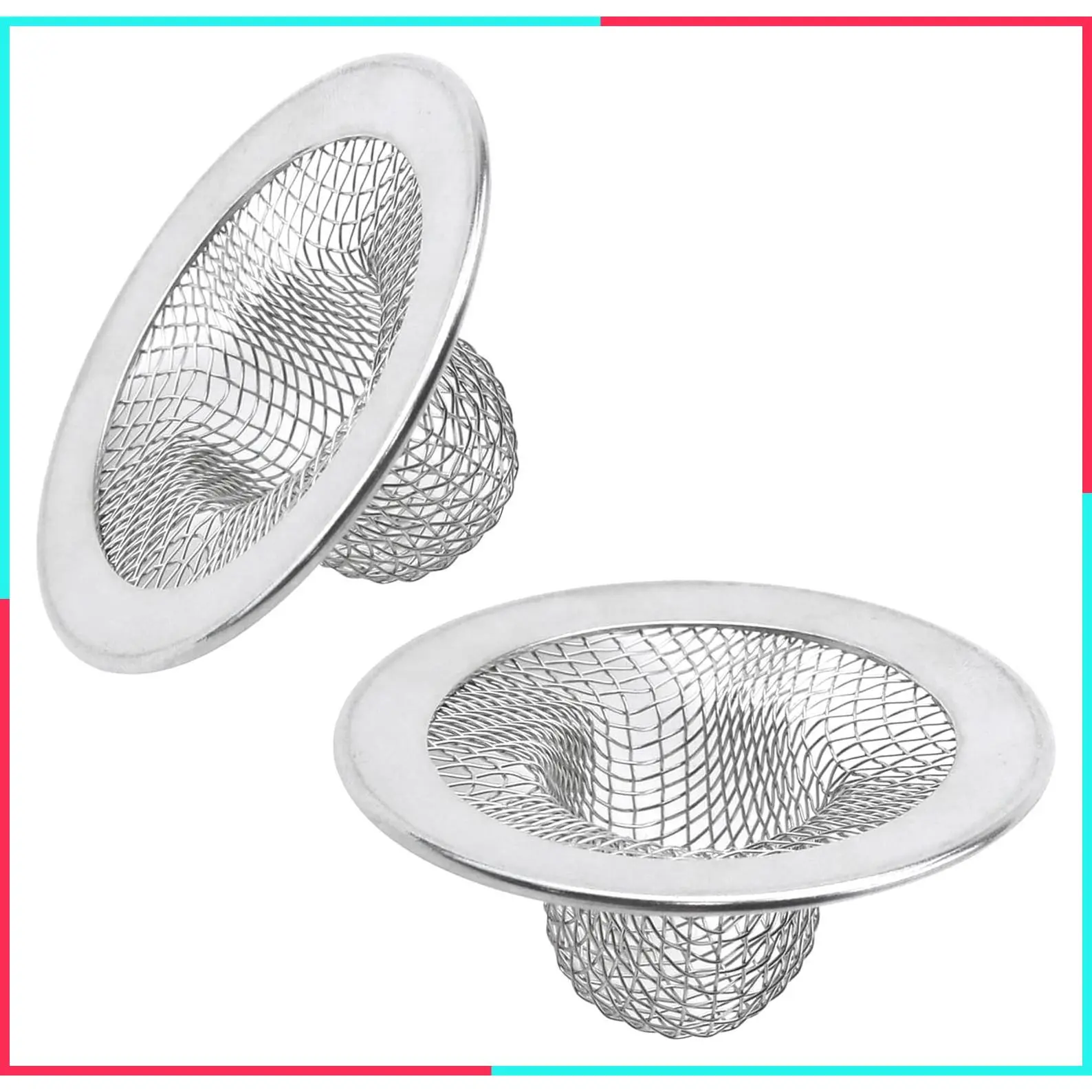 2 Pack 2-Inch Stainless Steel Mesh Round Kitchen Sink Drain Strainers