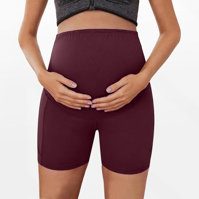 Maternity shorts, high-waisted sports leggings with belly support and butt-lifting effect, short maternity yoga pants