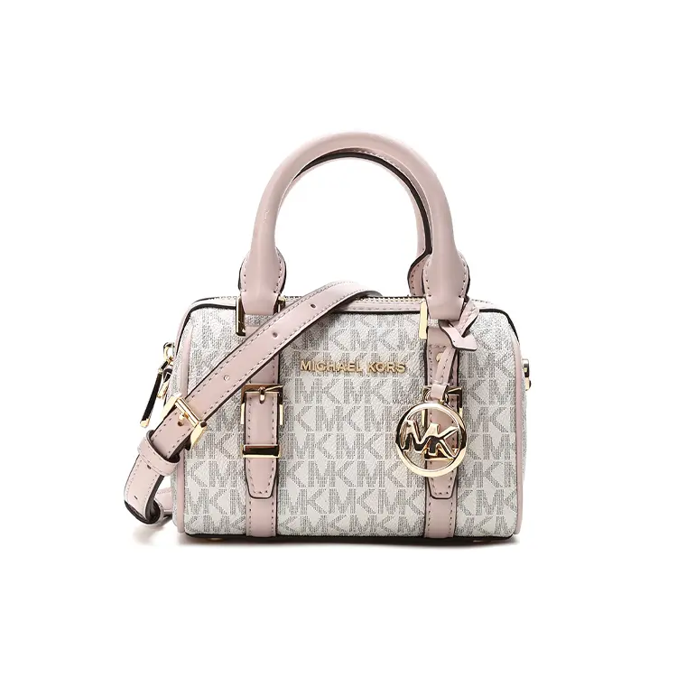 Michael Kors MK Bedford Boston Bag for Women – Elegant, Versatile, Crossbody/Shoulder Handbag in Vanilla White and Nude Pink