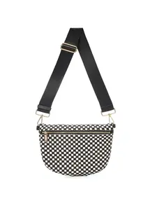 Women's Woven Crossbody Bag, Plaid Pattern Fashion PU Waist Pack, Adjustable Shoulder Strap Travel Single-Shoulder Handbag, Fashion Patterned Bag