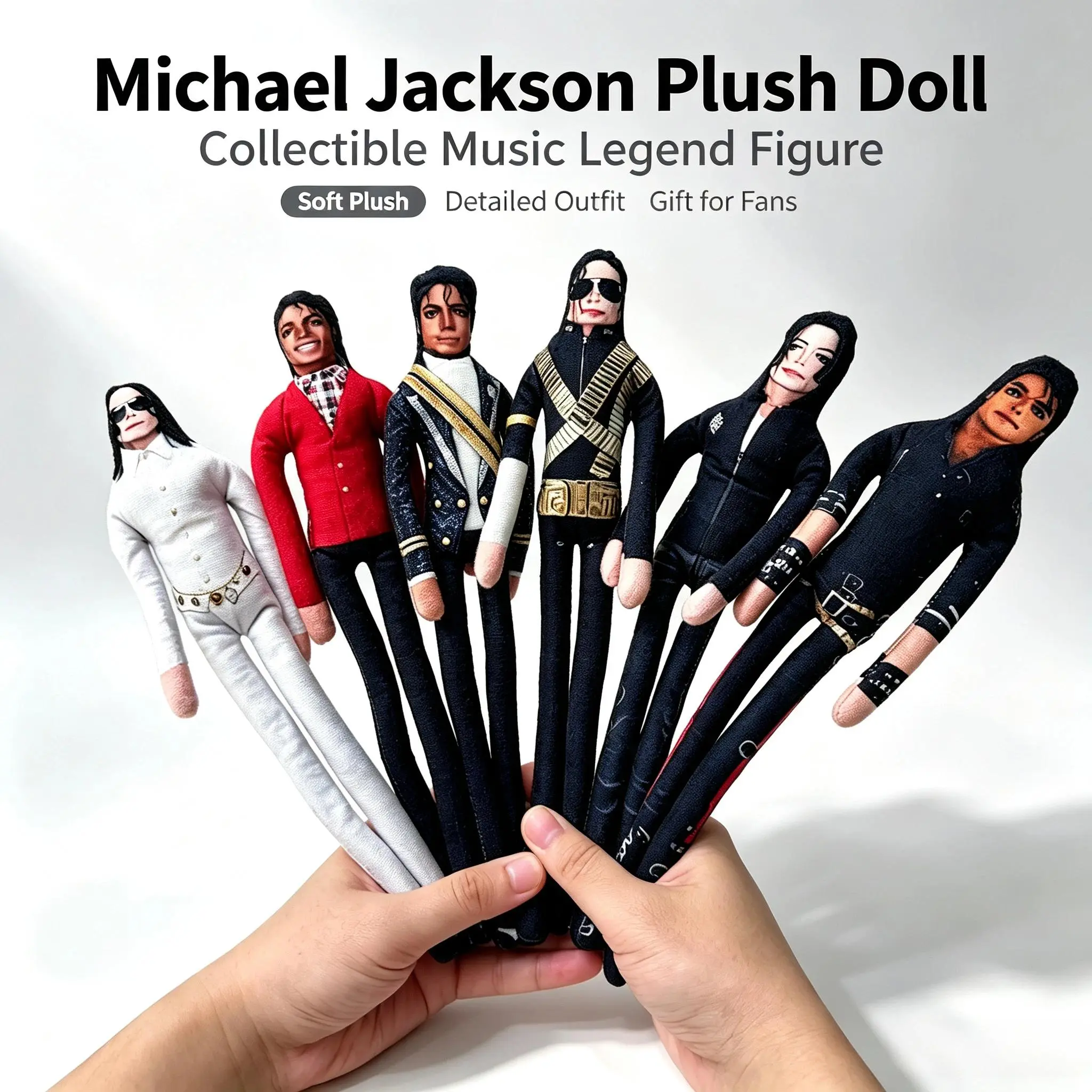 Michael Jackson Plush Doll 6 Classic Stage Outfit Collectible Cloth Toy MJ Fan Merch Gift for Music Lovers Home Decor Ornament