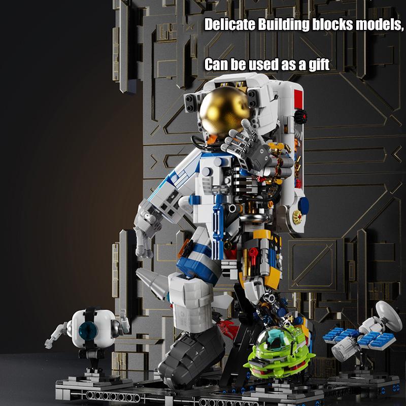 Astronaut Building Blocks Toy, Space Astronaut Blocks Toy with Launch Center Display Stand, Creative Desktop Ornaments for Home Office