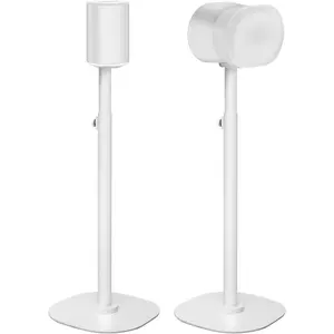 Speaker Stands Pair for Sonos  300,  100 SL &  100, 22''-42" Adjustable Height Floor Stands with  Management, Heavy Duty Metal Basem, Speaker Mount White