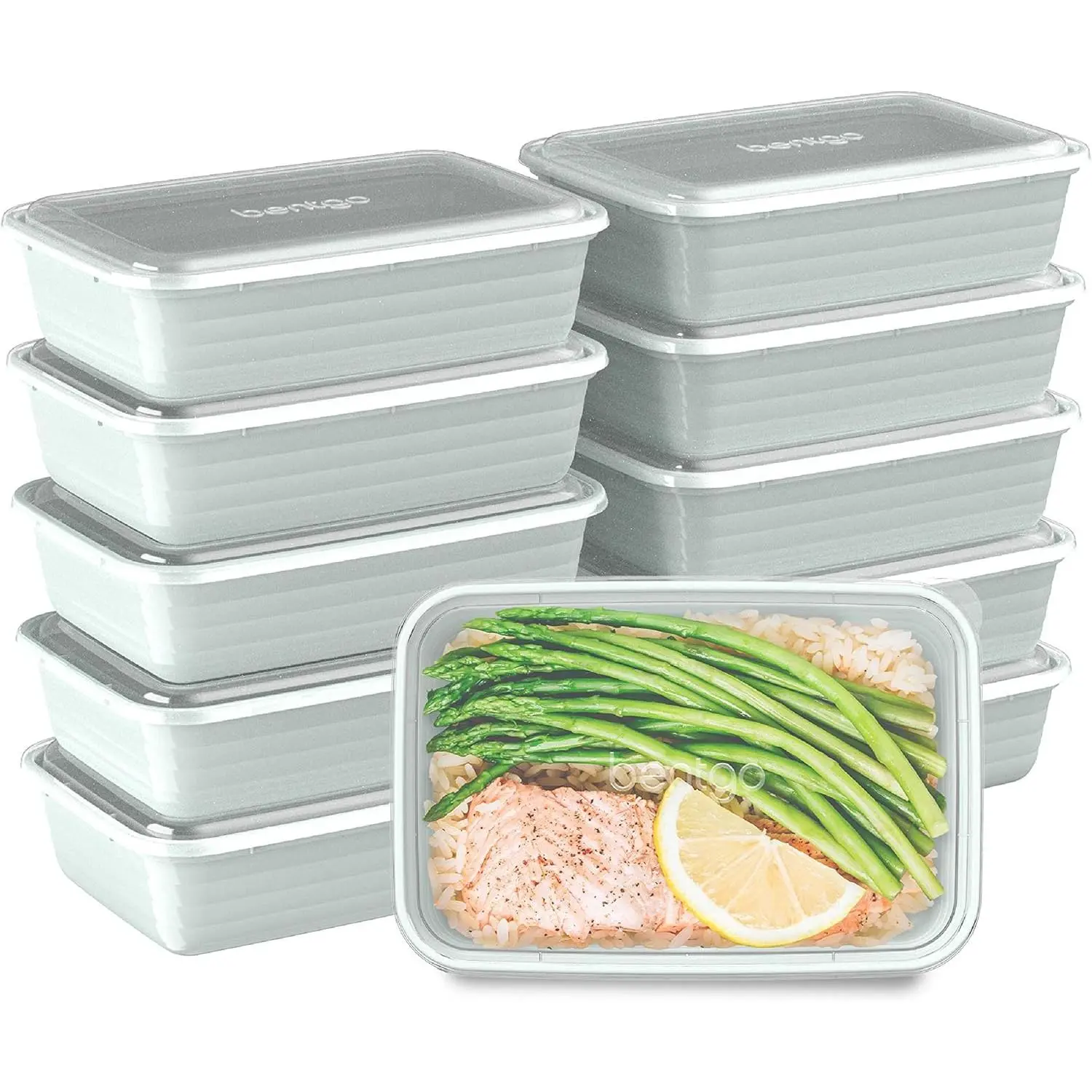 Mint 20-Piece 1-Compartmental Reusable BPA-Free Lunch Containers Set - Lightweight, Durable Polypropylene, Microwave, Freezer, Dishwasher Safe