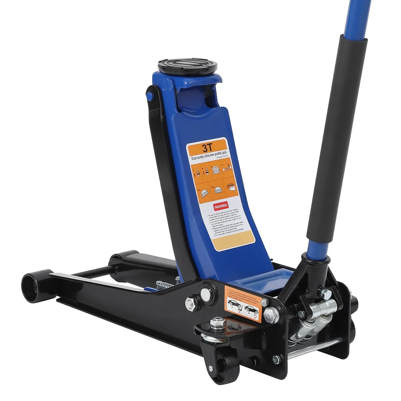 GARVEE 3 Ton Low Profile Floor Jack, Professional Low Profile Hydraulic Jack, Heavy Duty Steel Racing Floor Jack with Dual Piston Quick Lift Pump,Lift Range 3"-19.5",Hydraulic Car Jack, Blue