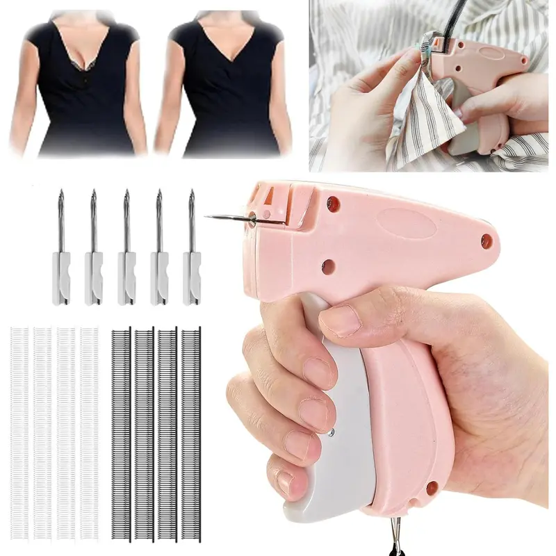 Portable Handheld Mini Manual Sewing Machine - Multifunctional Home Tool, Clothing Tagging Gun, 500 Pcs Supplies for Quick Hemming, Buttoning & Pants Repair, Adults' Home Craft Christmas Gift