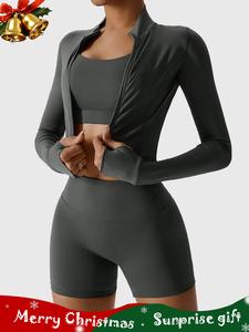 women's plain tracksuit set, high stretch long sleeve thumb hole design zip up sportswear set for summer, elegant gym outfits, workout gym clothing, active wear, sports fitness wear, workout sets women, casual activewear set, athletic tracksuit set