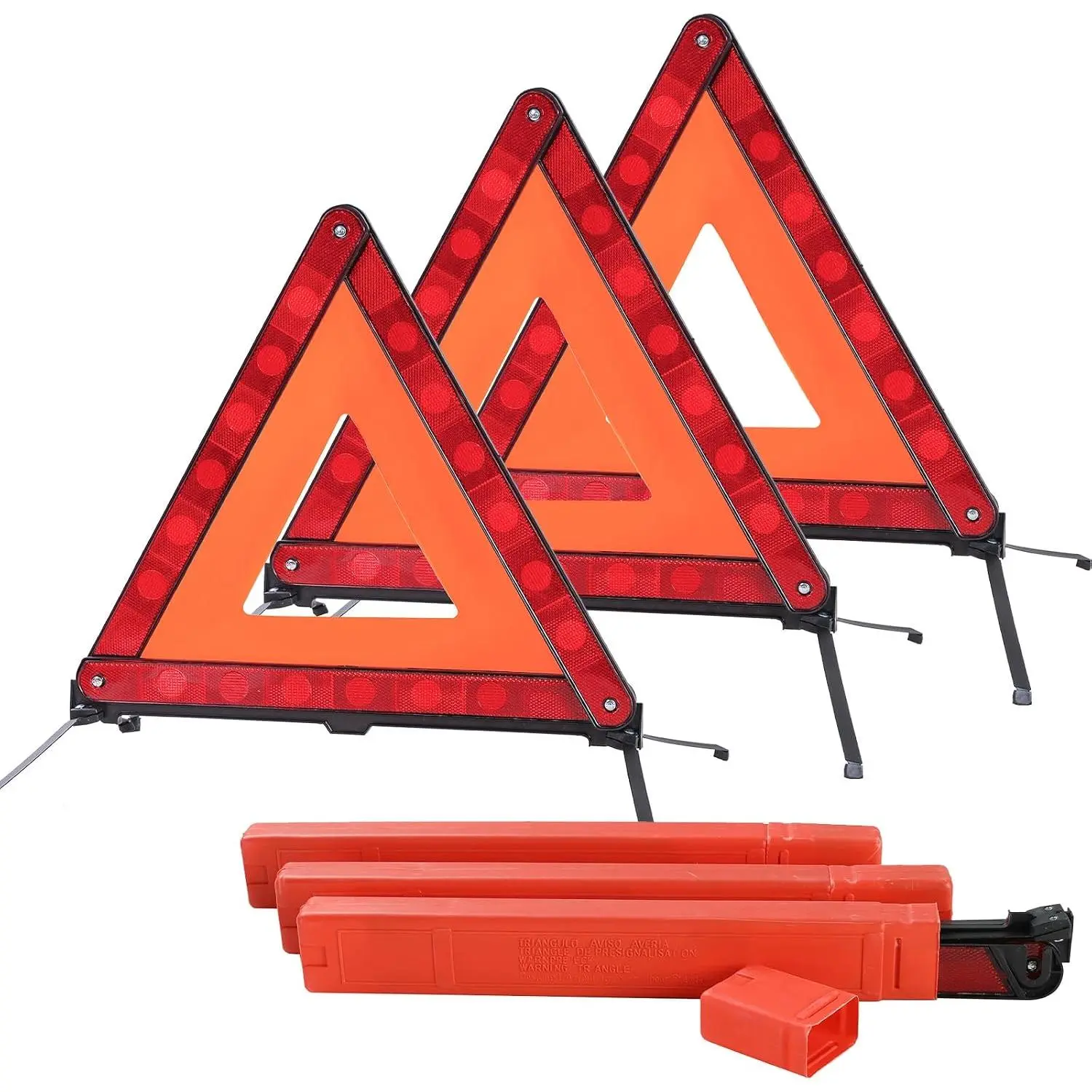 Reflective Safety Triangle Kit |   Triangles with Storage Case Roadside Reflective Early  Sign for  Breakdown (3)