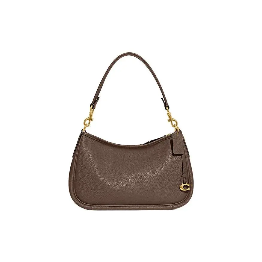 COACH Cary 28 Solid Color C-Logo Zip Top Handle Crossbody Bag for Women, Large Size, Dark Gray Genuine Leather