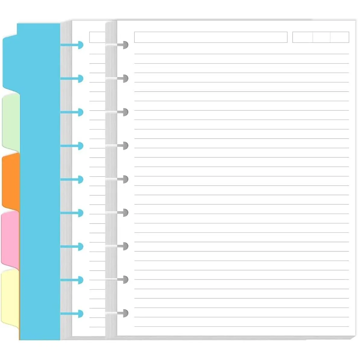 9 Disc Lined Paper Refills for Happy Planners - 100 Sheets/200 Pages Classic Size Lined Paper with 5 Divider Sheets, 7" x 9.25"