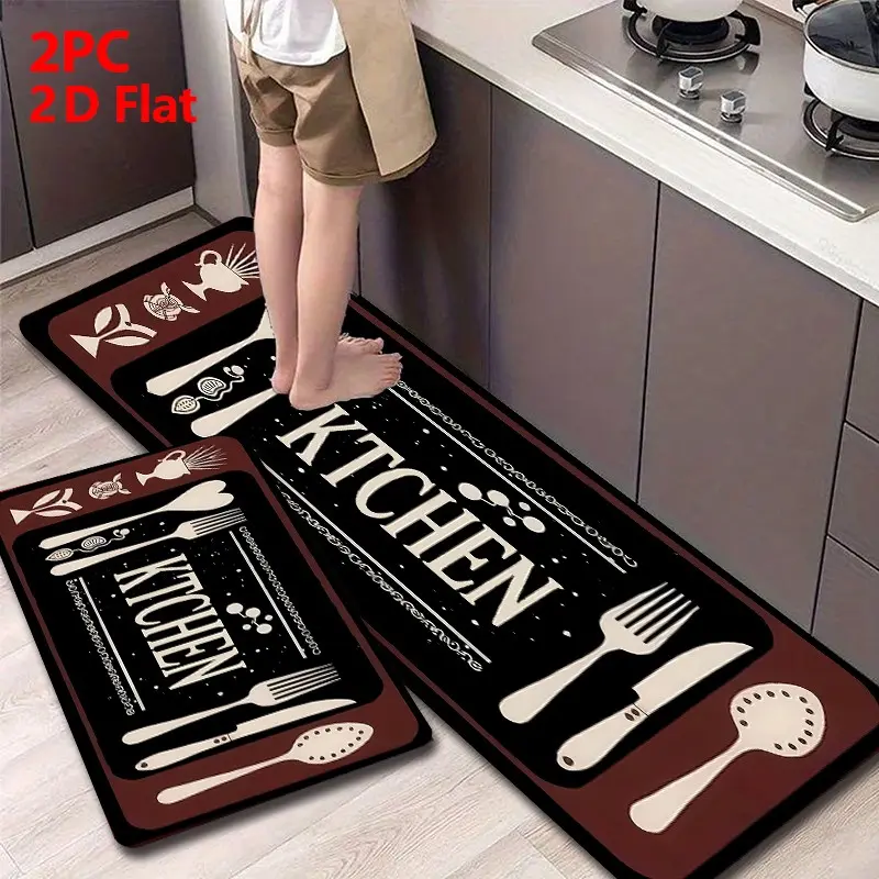 Kitchen Mat Set for floor 2/3 Piece, Simple American Kitchen Rug with Decorative, Non Slip Kitchen Rugs and Mats for Kitchen, Entryway, Bathroom, Laundry Room, Hallway