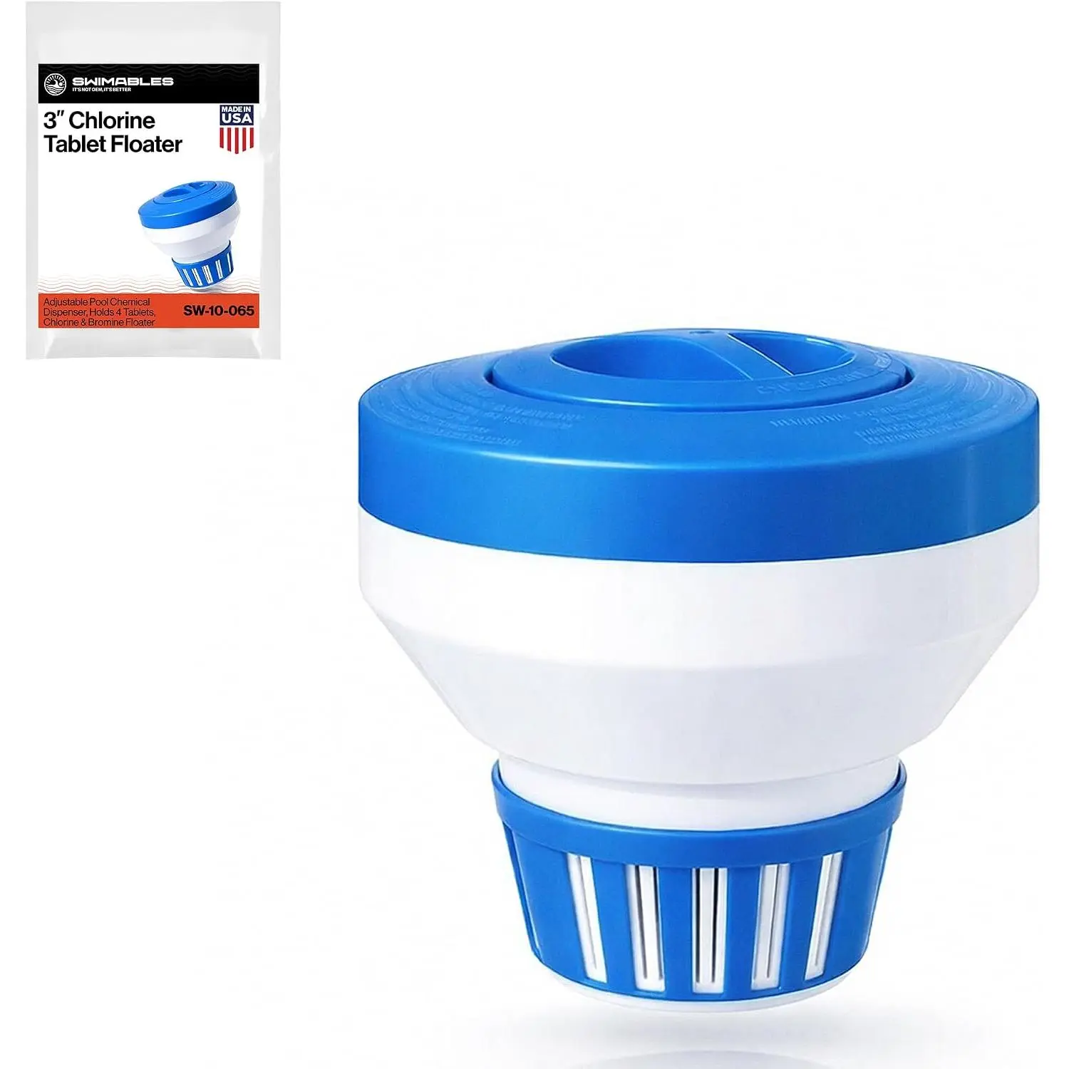 3" Chlorine Tablet Floater, Pool Chlorine Floater for 3 Inch Tablets, Floating Dispenser & Pool Chlorine Dispenser, Adjustable Chlorine Floater for Pool, Hot Tub Chlorine Floater & Spas