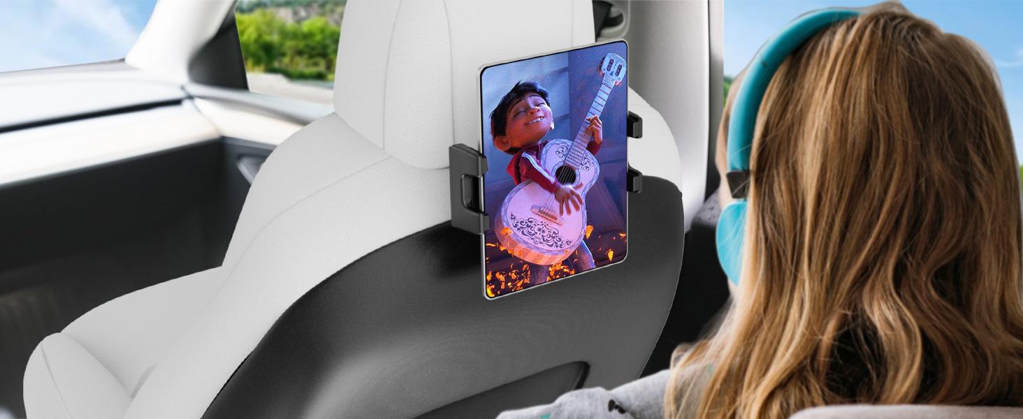 OHLPRO Tesla Tablet Holder for Model 3/Y, Headrest iPad Mount for Back Seat, Adjustable Car Backseat Mount Compatible with 5-13" iPad Tablets & Phones, Essential for Long Road Trips with Kids