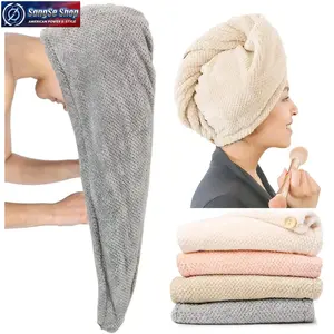 4-Pack Extra Large Microfiber Hair Towel Wrap Set, Super Absorbent Quick-Dry Hair Turbans with Button Closure, Anti-Frizz Soft Hair Drying Towels for Curly, Long and Short Hair, Lightweight Bath Hair Wrap for Women Daily Use, Home, Travel and Gym Accessor