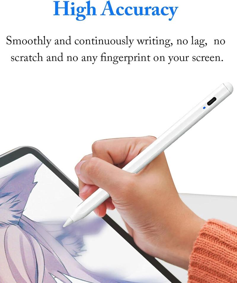Active Stylus Pens for Touch Screens with Magnetic Design, Rechargeable Universal Stylus Pen, Fine Point Stylus Pen For iPad Pro/Air/Mini/For iPhone/For iOS/For Android/For Tablets Writing & Drawing-White