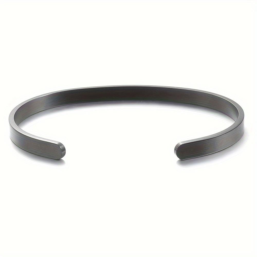 1pc Men's 5mm Wide Bracelet Customizable with Coordinates, Name, Text, Phrase, Letter, Symbol, Date.Double-Sided Personalization Available.Stainless Steel Brushed Matte Cuff Bracelet in Golden, Silvery, Black, Rose Golden.Men's Bracelet.Father's