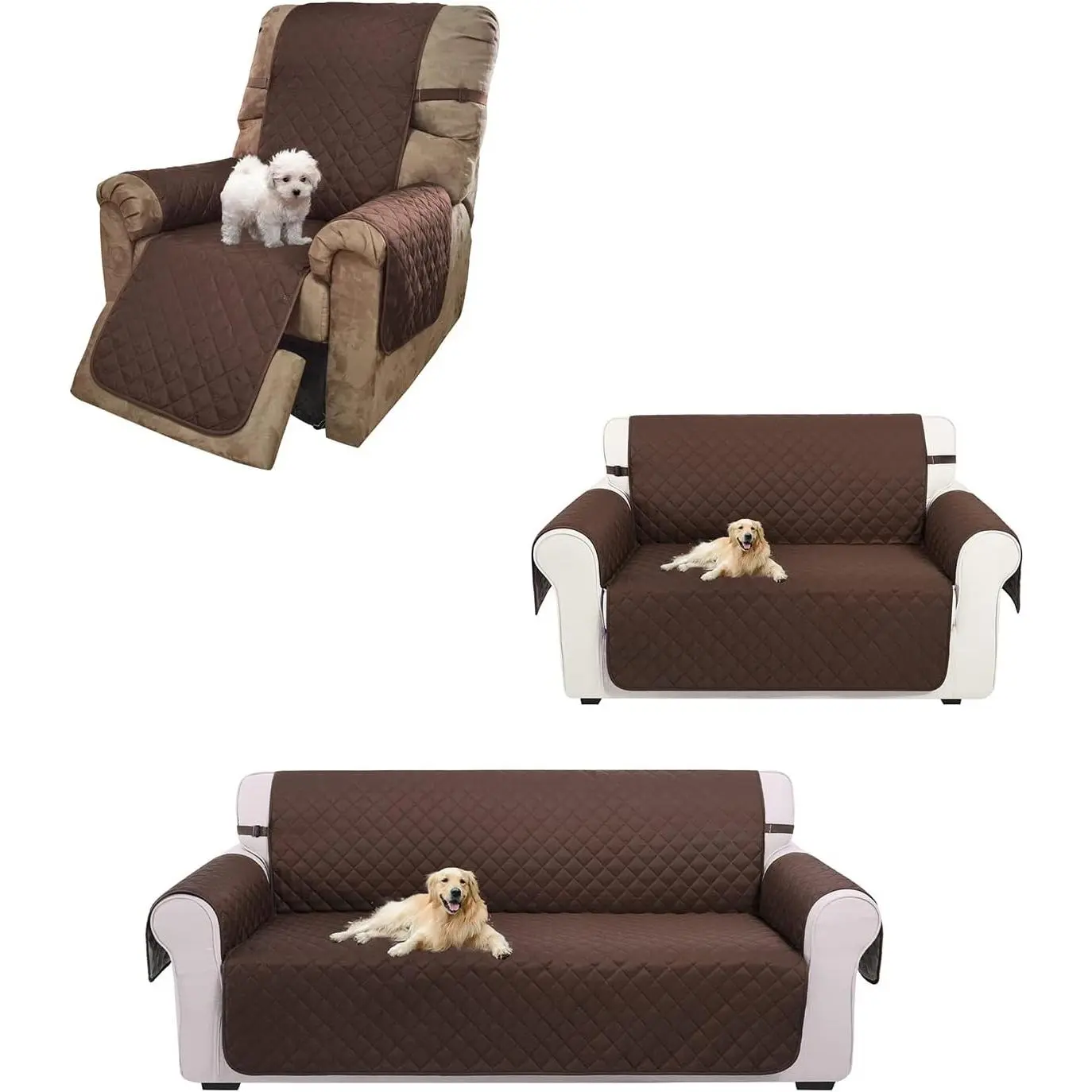 UNICE  Reversible Sofa Cover Bundle Loveseat Cover,Chair Cover