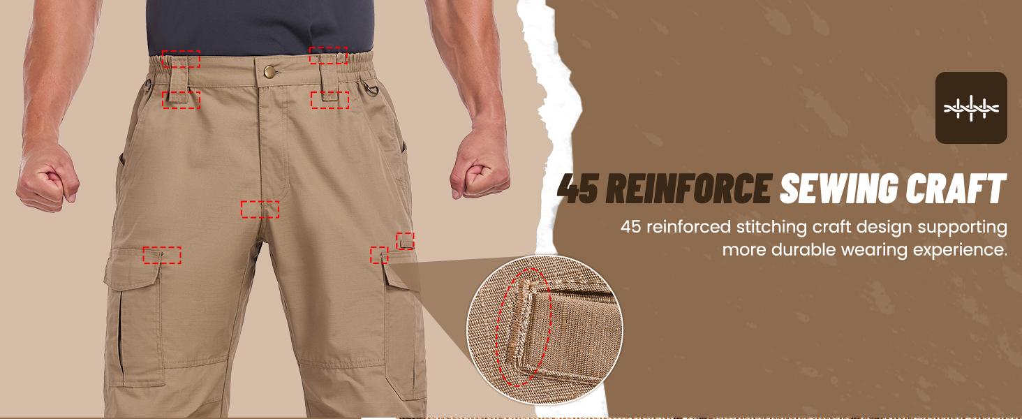 Mens Work Pants Ripstop Waterproof Cargo Pants for Men with 7 Pockets Tactical Hiking Pants