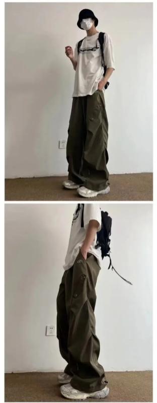 Kyn Apparel  Parachute Cargo Pants Men Hip Hop Wide Leg Trousers Male Quick Drying Hip Hop