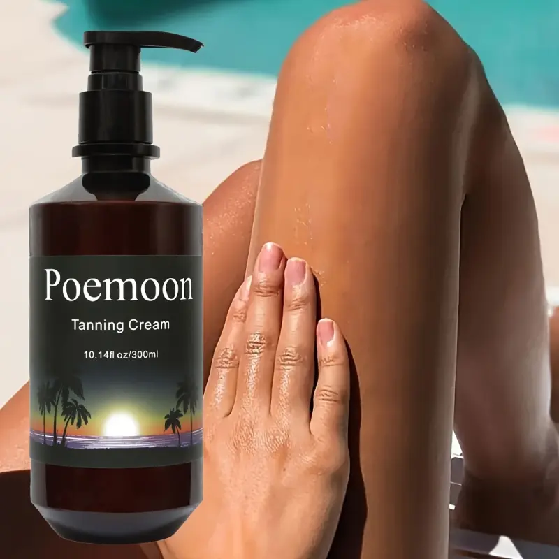 Poemoon 300ml Body Self-Tanning Cream - Natural Sun-Kissed Bronze Glow, Long-Lasting Moisturizing Formula for All Skin Tones, Beach Summer Sunless Solution