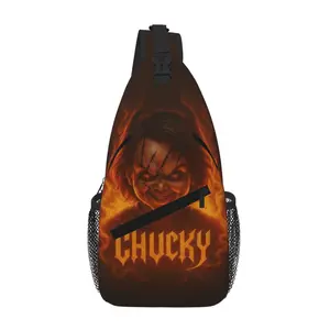Chucky Chest Bag Large Capacity Lightweight Sling Bag for Daily Commute Outdoor Camping Business Travel, Cartoon Casual Chucky Merch Shoulder Backpack for Tablet, Gift for Men Women Kids
