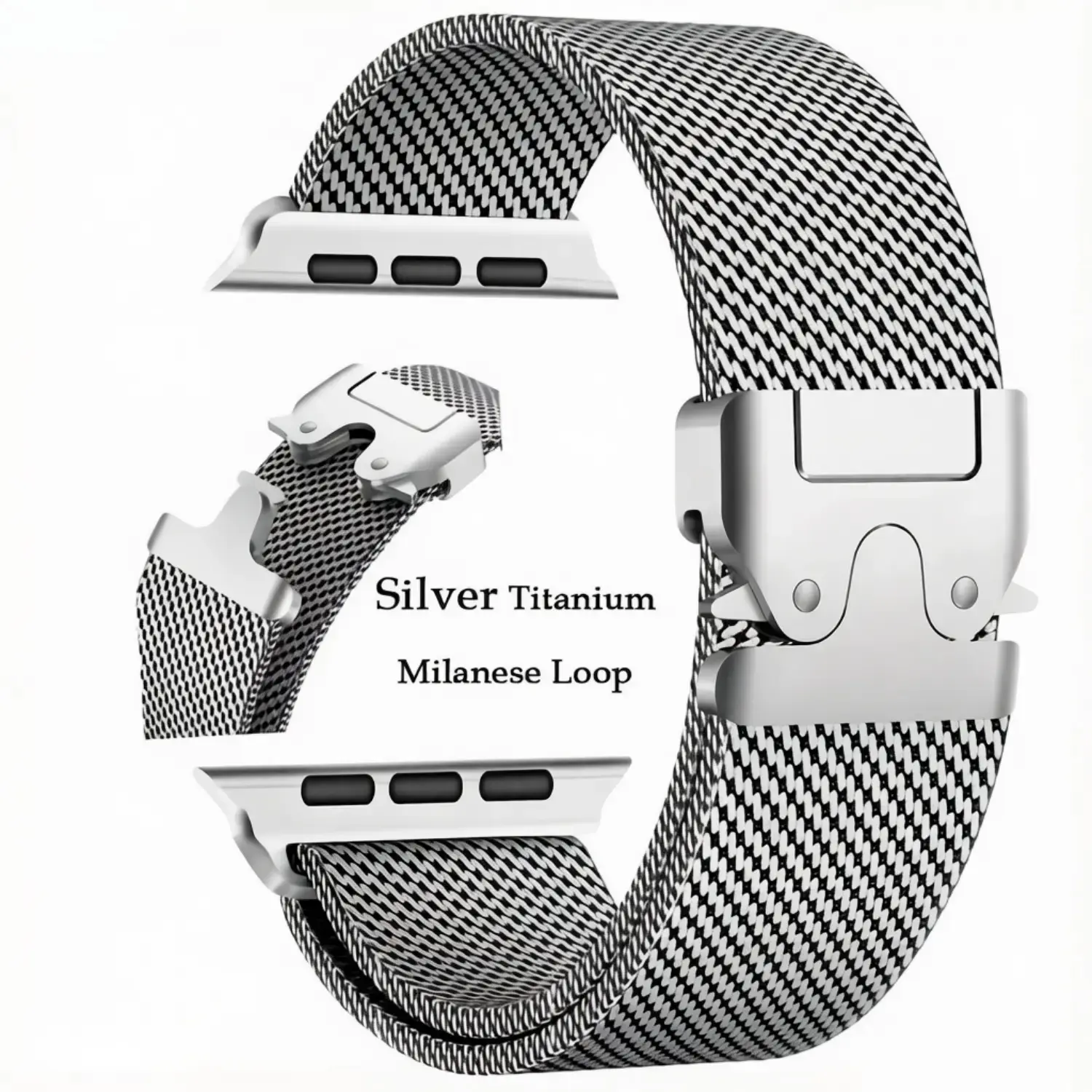 2026 New iWatch Titanium Milanese Loop Band - Luxury Stainless Steel Adjustable Watch Strap with Secure Parachute Buckle, Compatible with Ultra 2, Series 5-10, 42/44/45/46/49Mm, Men's Accessory for Fitness, Casual Outings