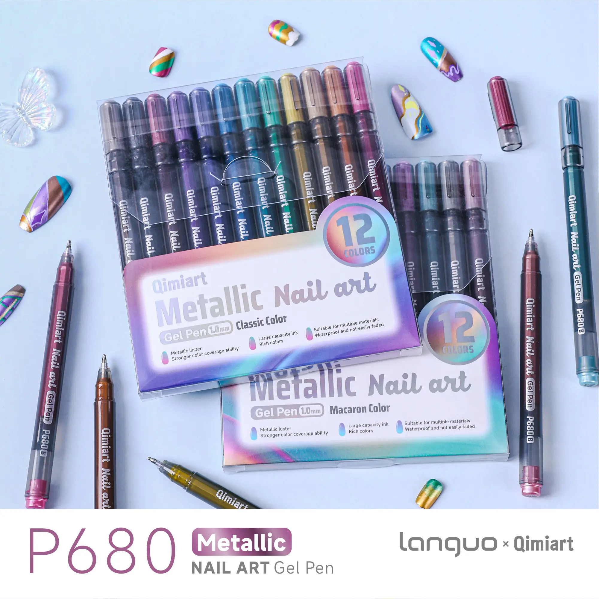 Metallic Nail Art Painting Pen, 1.0mm Thick Tip, Smooth Ink Flow, Strong Color Coverage, Ideal for Various Materials, Perfect for Nail Art
