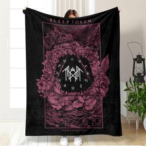 sleep token pattern flannel cozy blanket, soft warm throw blanket, air-conditioned room blanket, warm nap blanket for home & office, mother's day gifts, boyfriend gift