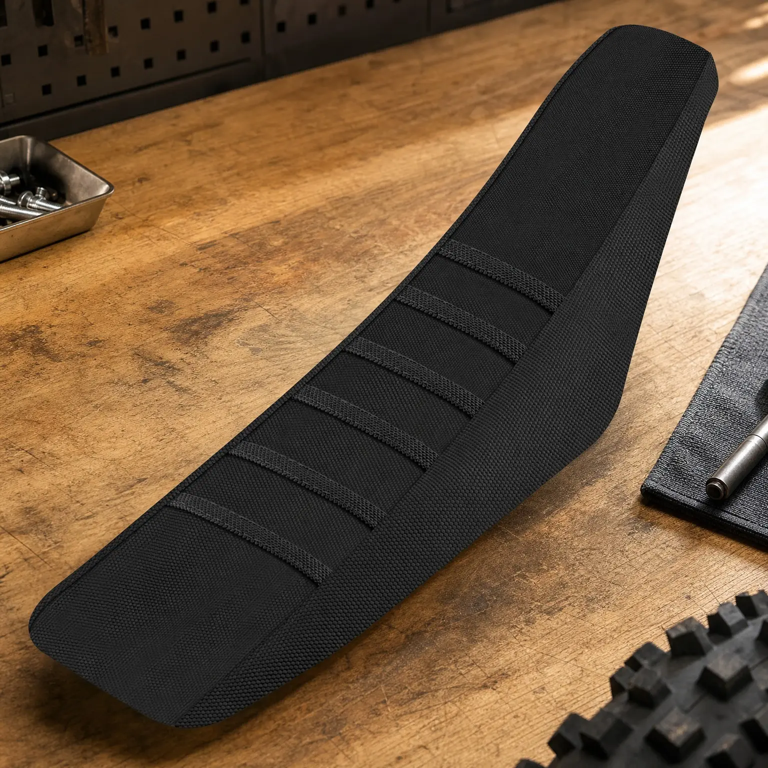 Soft Ribbed Rubber Dirt Bike Seat Cover for Motocross Enduro - Black-2Gift