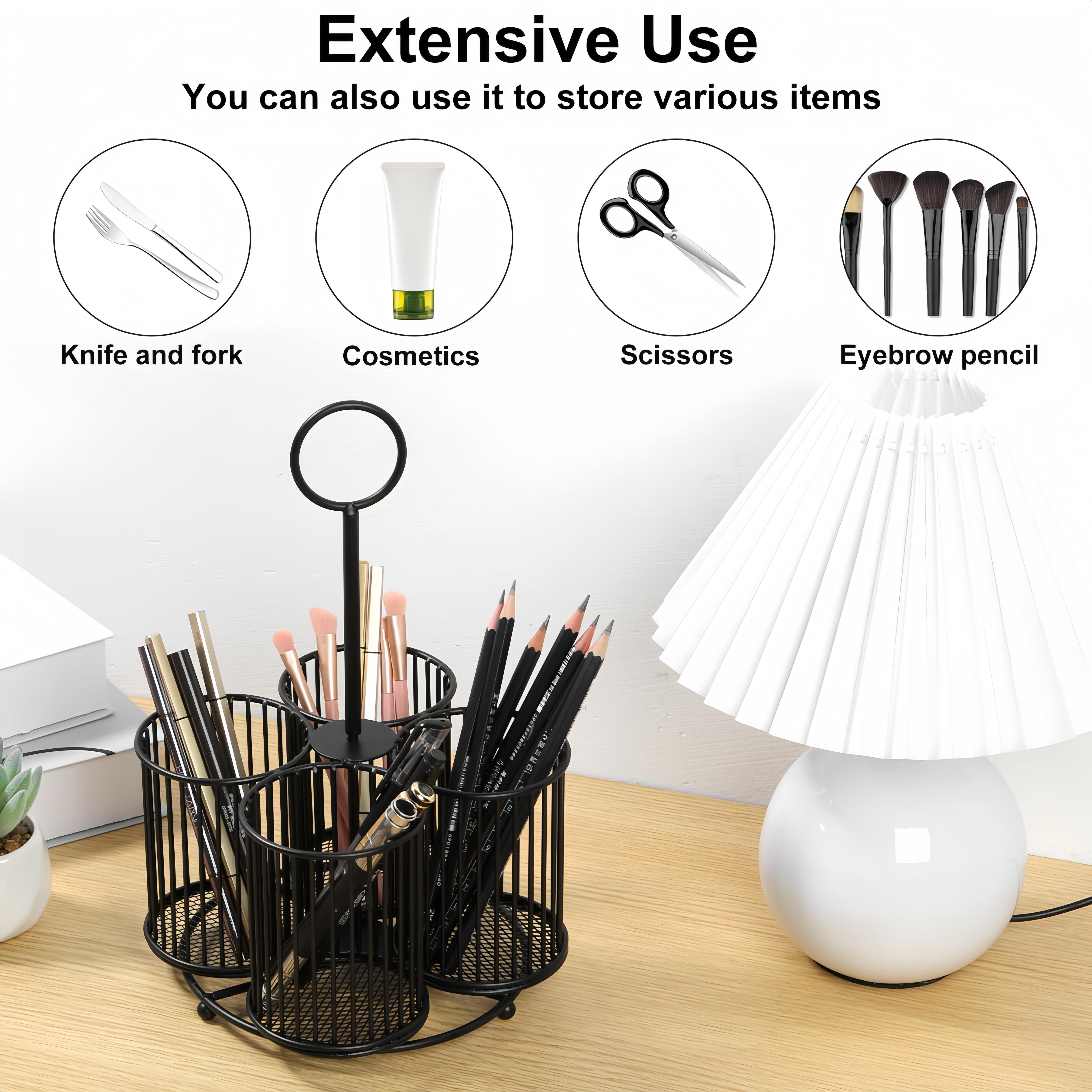 Kitchen Utensil Holder, Cutlery Rack, Large Metal Utensil Organizer, 4-Section Metal Utensil Storage Rack, Suitable for Kitchen Table