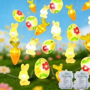 Easter Decorations Lights  Operated 2Pack 80LED  26FT Carrot Bunny  Egg Fairy String Lights 8 Modes for  Bedroom Party Indoor Outdoor Window Tree Spring Easter Decor, Warm White