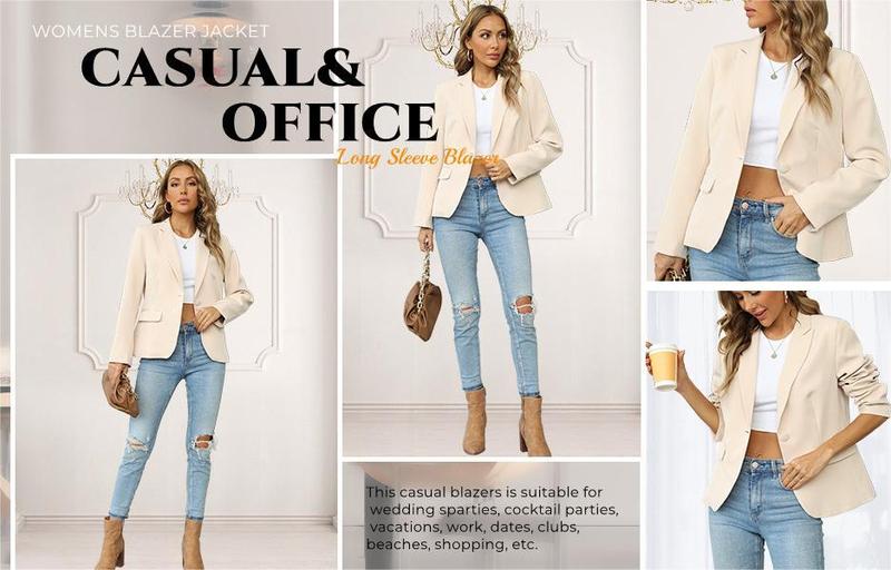 Imily Bela Womens Casual Blazers Long Sleeve Lapel Button Slim Work Office Blazer Jacket