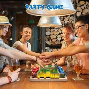 Wooden Math Learning Game for Kids Ages 3+. Interactive number blocks and dice toy to develop addition, subtraction, multiplication and division skills. A colorful STEM party game for home and classroom use, crafted from natural wood.