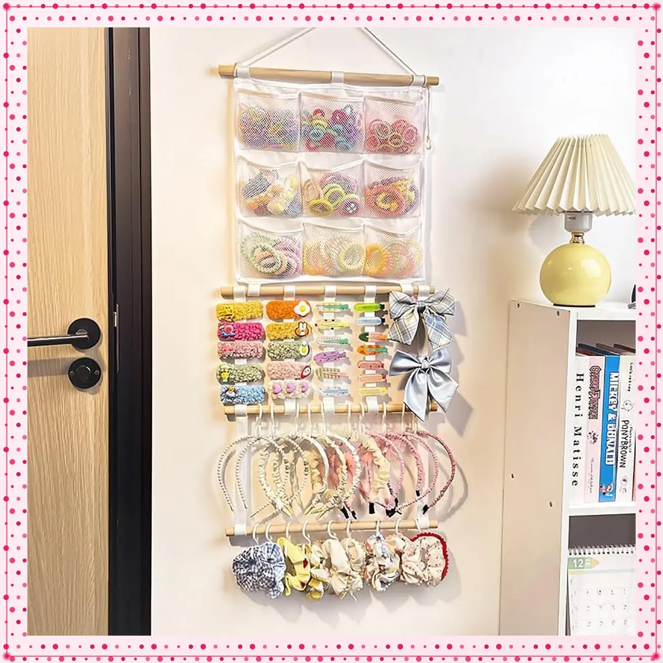 Large Capacity Headband & Hair Bow Organizer for Girls, Pre-Assembled Wall Hanging Hair Accessories Storage for Toddler Baby Girl Nursery Room DécorGift