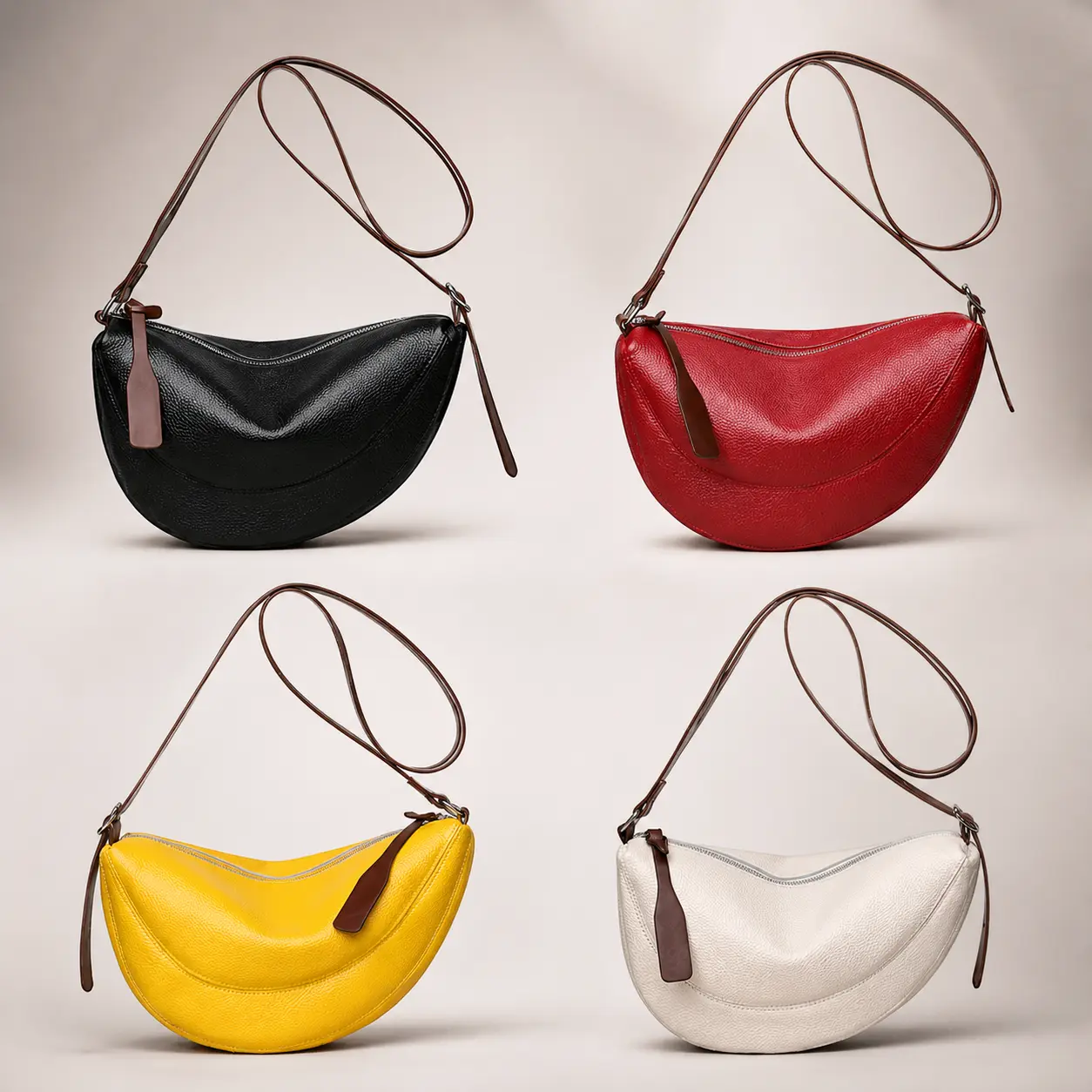 Top Grain Leather Crossbody Bag Small Dumpling Shape Cozy Everyday Essential Vintage Stitching Detail Fits Phone And Documents Medium Soft Feel For Daily Wear Wine Red Black Off White tiktokshopbacktoschool