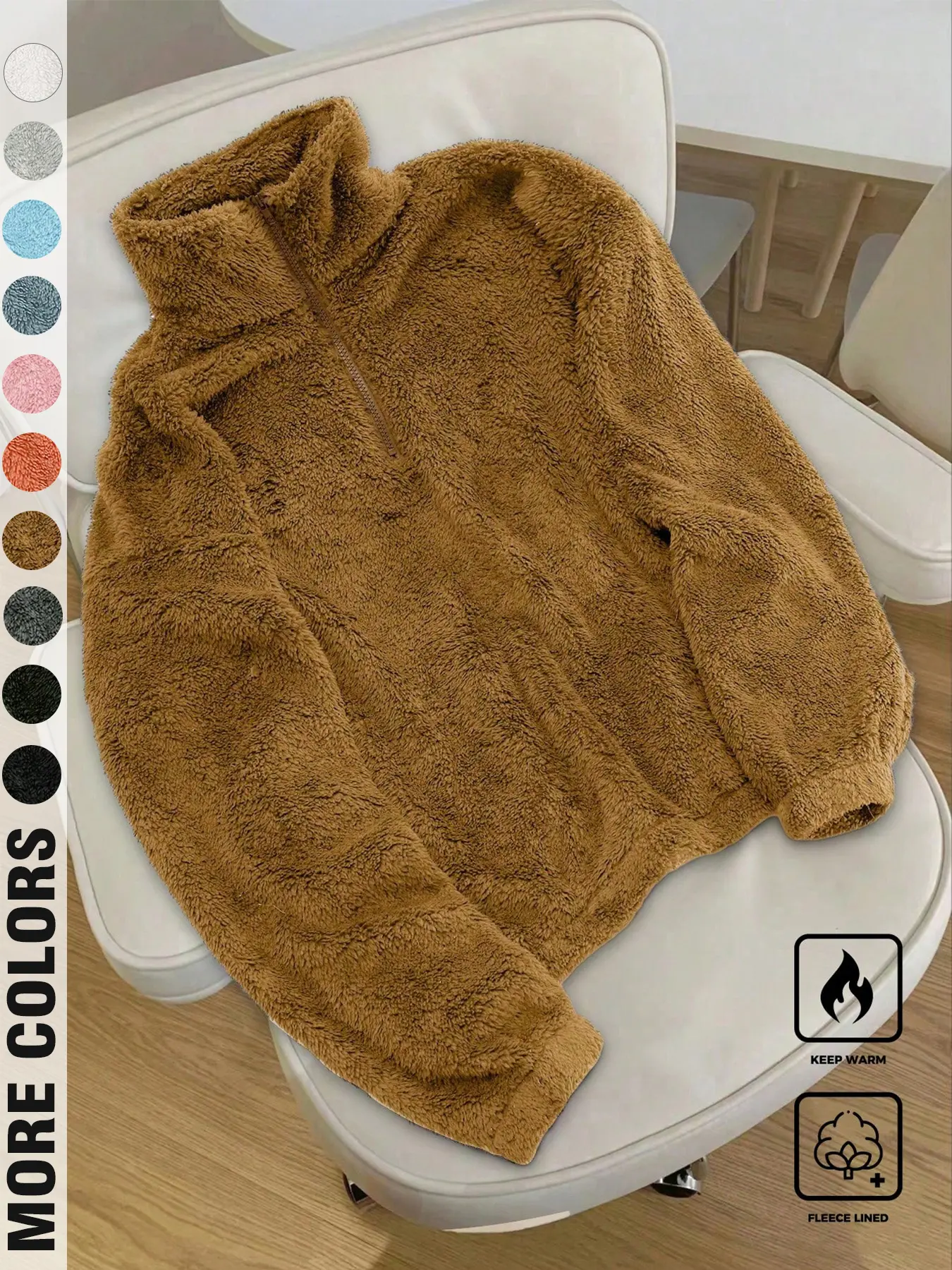 Unisex Thickened Polar Fleece Jacket Outerwear, Fashionable and Warm Autumn Winter Coat, Available in Multiple Colors, Casual Style