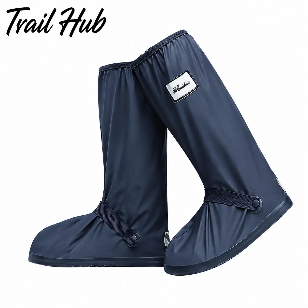 Waterproof Shoe Covers for Outdoor Activities – Heavy-Duty Double-Layer PVC Rain Protectors with Enhanced Traction Sole, Full-Length Smooth Zip Closure, and Adjustable Universal Fit for Men and Women – 2-Pack