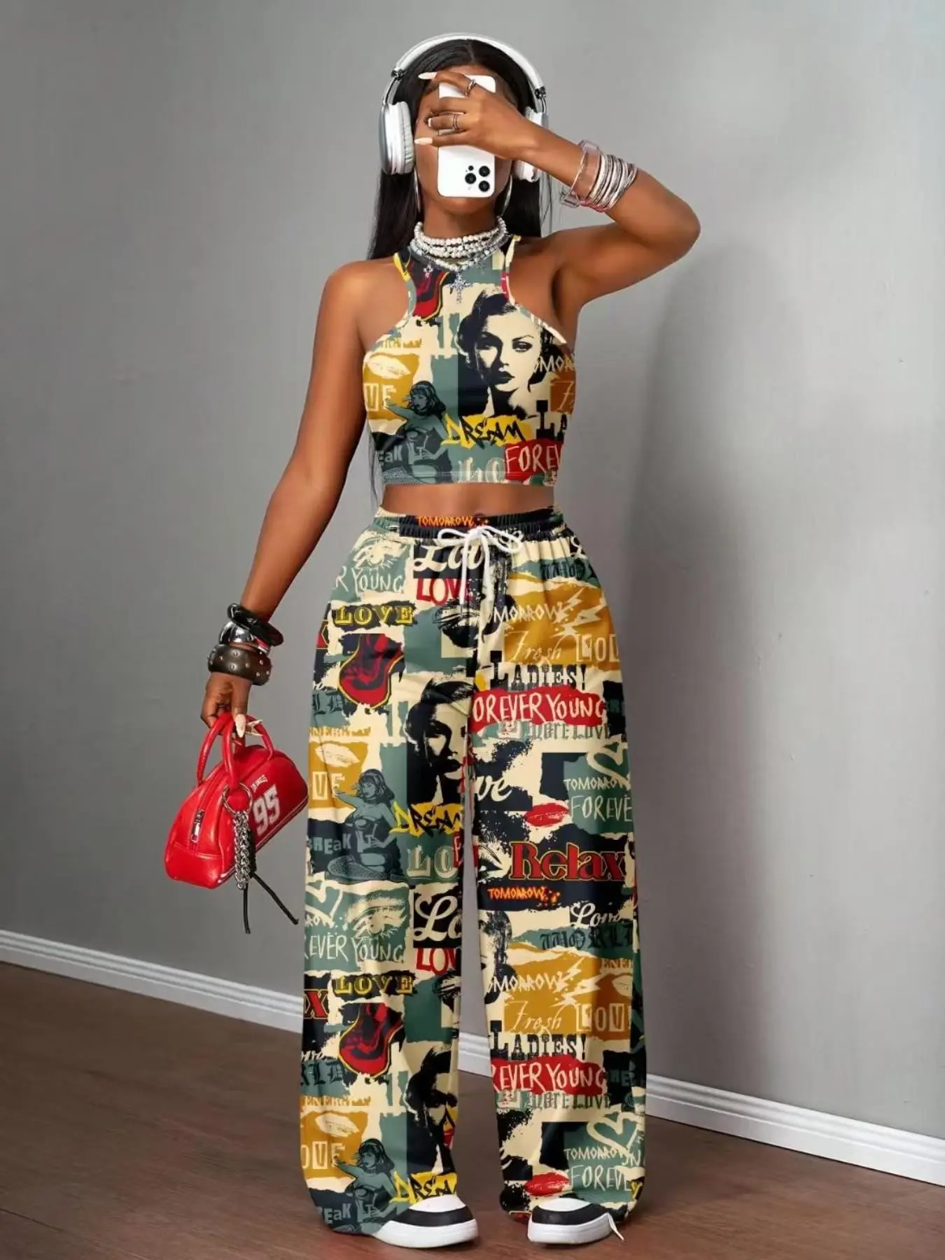New Summer Casual Sporty Style Round Neck Patchwork 23 Number Slogan Print Short Sleeve T-Shirt + Shorts Casual Matching Set Fashion Style Sets for Women
