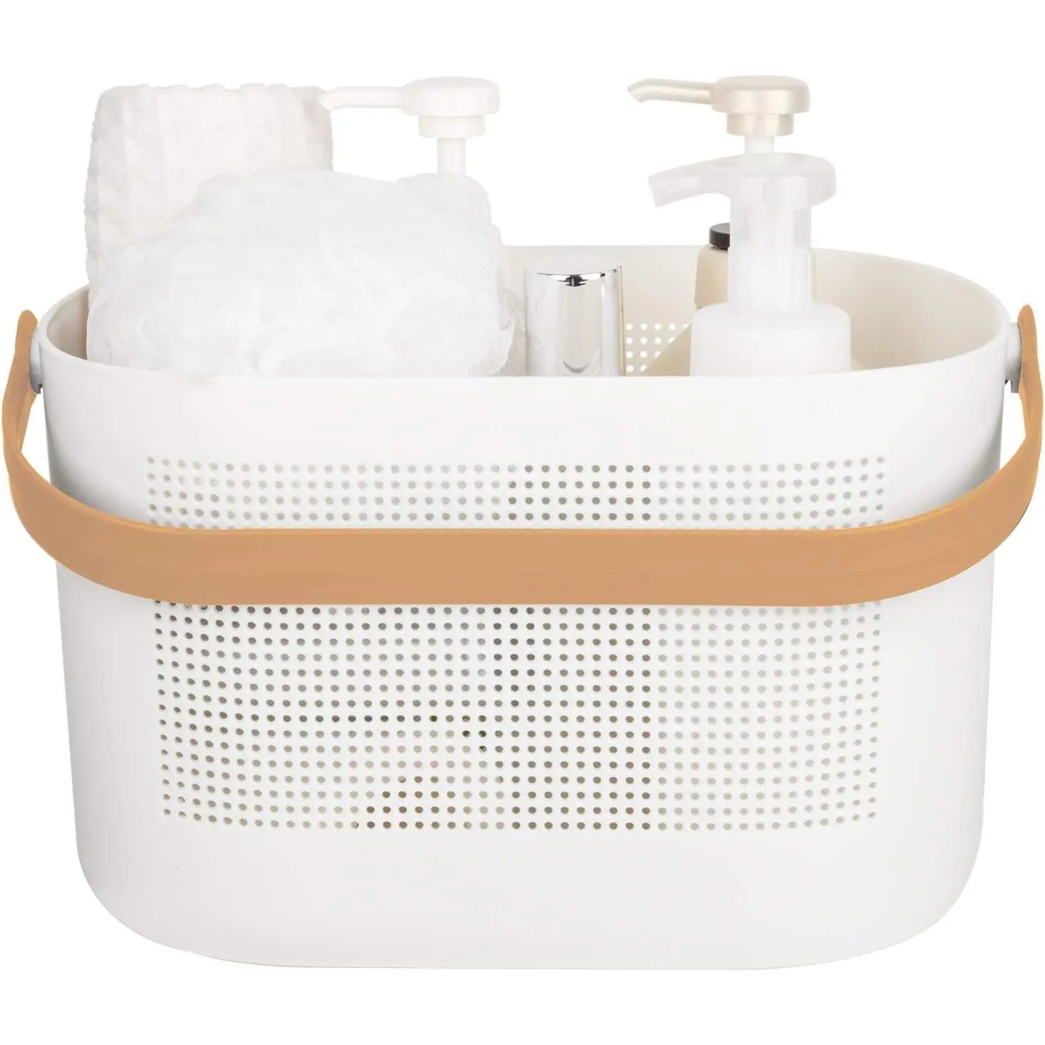 Portable Shower Caddy Basket with Handle, Quick-Drain Plastic Storage Organizer for Shampoo, Toiletries, Bathroom, Kitchen, College Dorm, RV & Travel