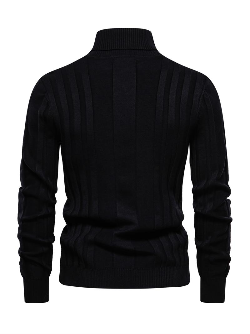 Men's Solid Turtleneck Sweater, Regular Fit Casual Long Sleeve Jumper for Fall & Winter, Men's Knitwear for Daily Wear Men's Solid Turtleneck Sweater, Regular Fit Casual Long Sleeve Jumper for Fall & Winter, Men's Knitwear for Daily Wear