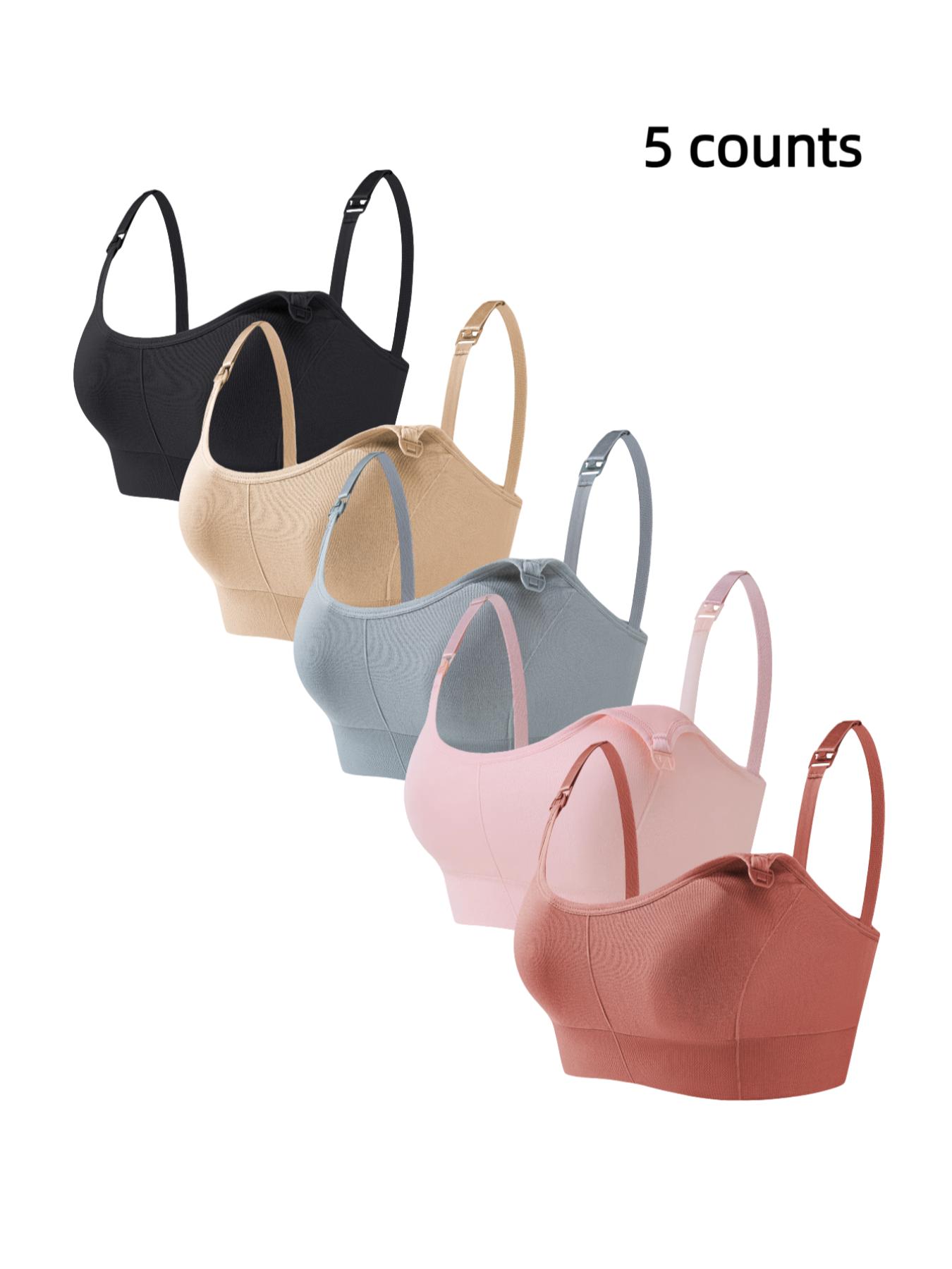 Women's Solid Detachable Adjustable Strap Nursing Bra Set, Front-Closure Bra, Soft Comfortable Breathable Pregnancy Maternity Bra, Maternity Clothing, Maternity Lingerie