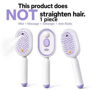 [Not straightened]Electric Spray Air Cushion Massage Comb, Self-Cleaning Anti-Tangle Hair Brush, Anti-Static Volumizing Scalp Massage Brush for Dry Frizzy Hair Care, No Essential Oil Included, Anti Static Hairbrush, Detangling Hair Brush