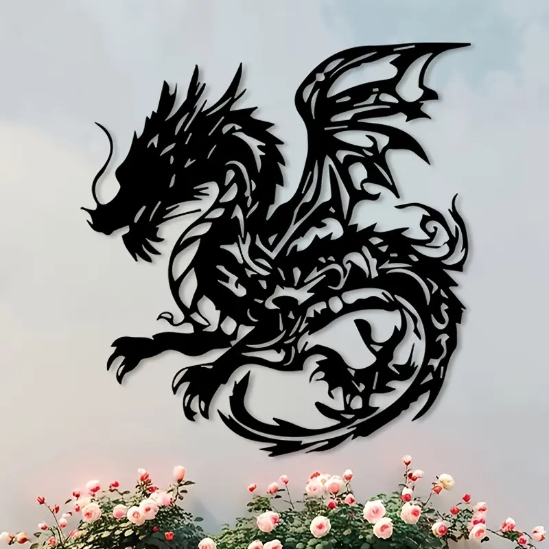 1pc Elegant Dragon Metal Wall Sculpture - Iron Dragon Statue Suitable for Indoor/Outdoor Decor, Elegant Dragon Wall Art Statue, Ideal Gift for Art Lovers & for Home Decorations (Dragon Statues)