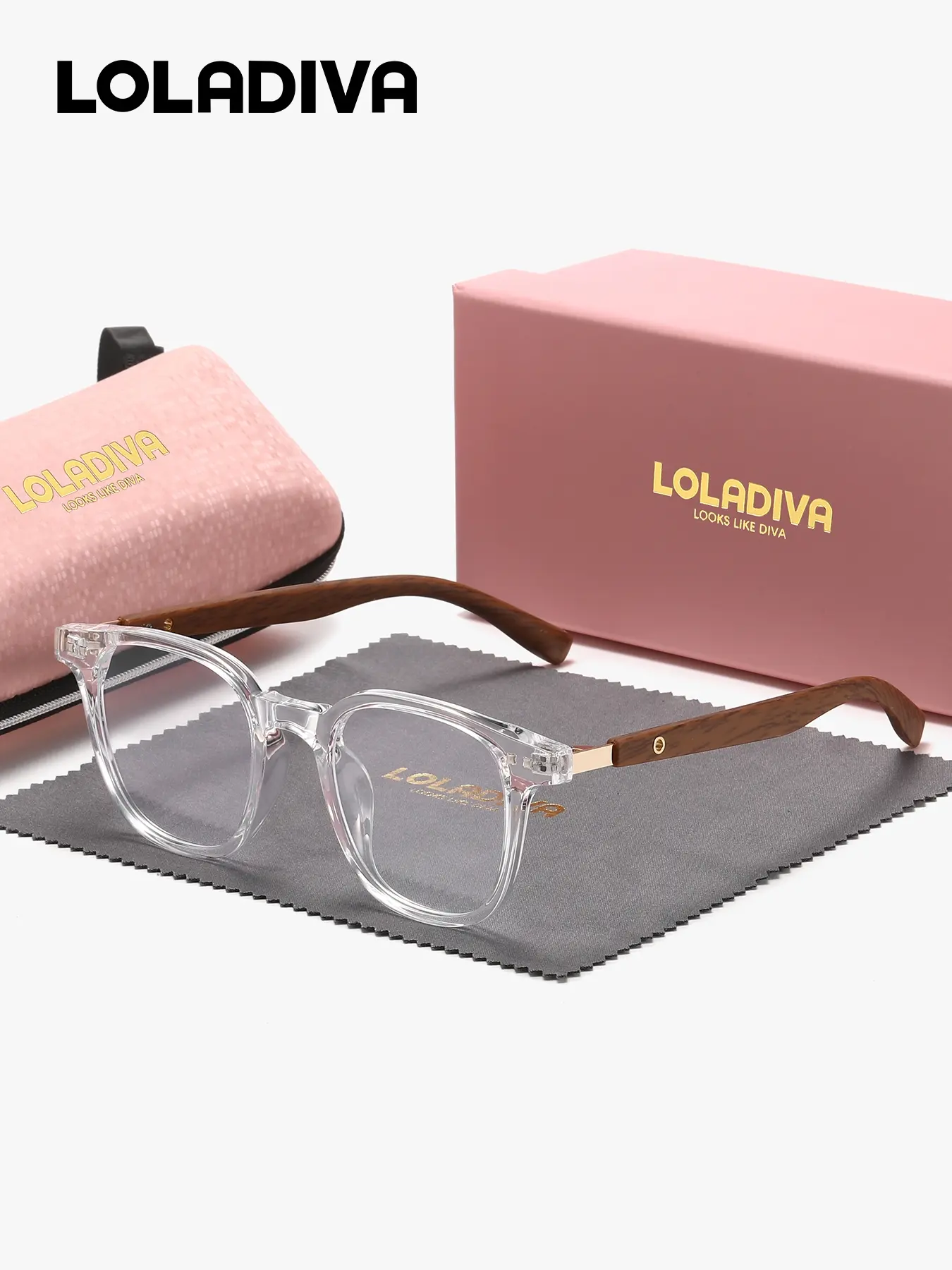 LOLADIVA  1 Piece Unisex Lightweight Elegant Full Frame Plaon Glasses Superior Craftsmanship Square Frame Plaon Glasses