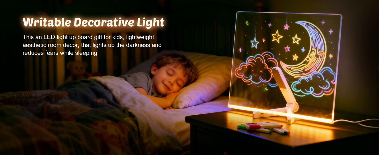 NewBlack Friday Children's LED Drawing Board 2026 New Model 12inch Luminous Notepad with 7 Markers and Tripod Color Doodle Luminous Board Children's Birthday Christmas Halloween Gift