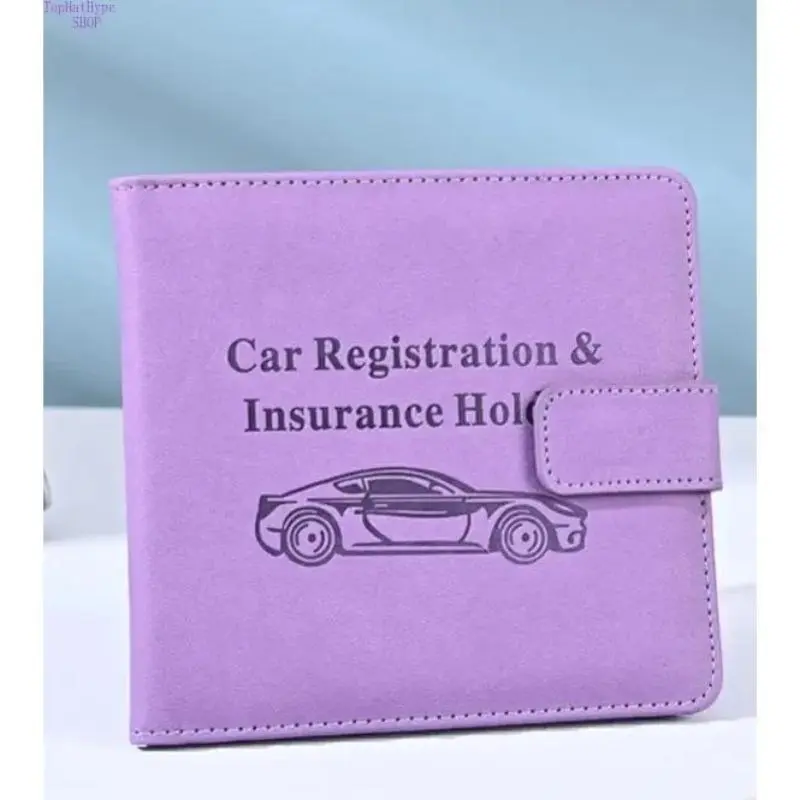Car Registration and Insurance Holder, PU Leather Vehicle Document Wallet, Snap Closure Auto Card & Paper Organizer
