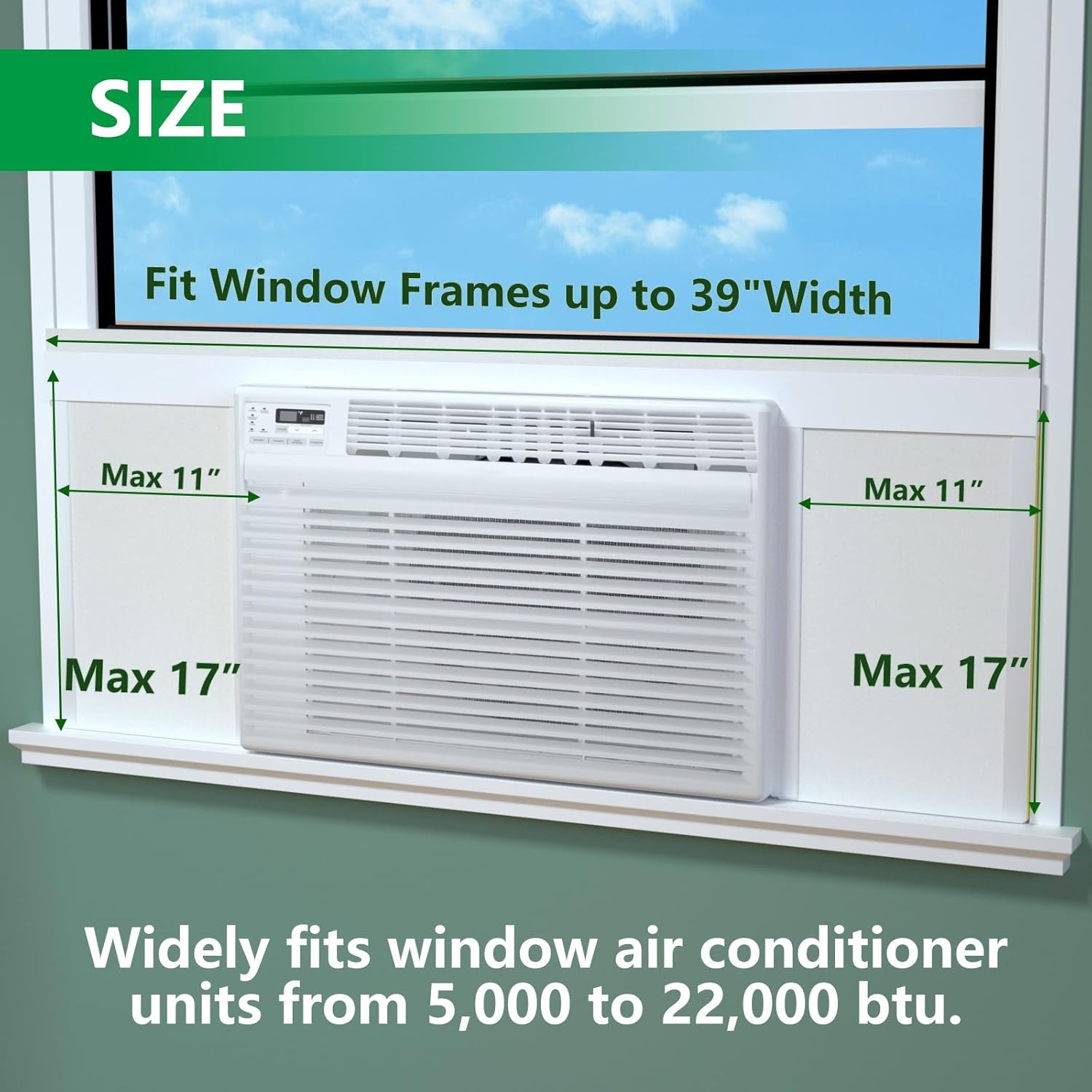 Window Air Conditioner Side Insulated Panel, WinterSummer Winter Heat and Draft Insulating,Insulation  Material,Equipped with 4 edge banding strips EVA2P (WHITE)