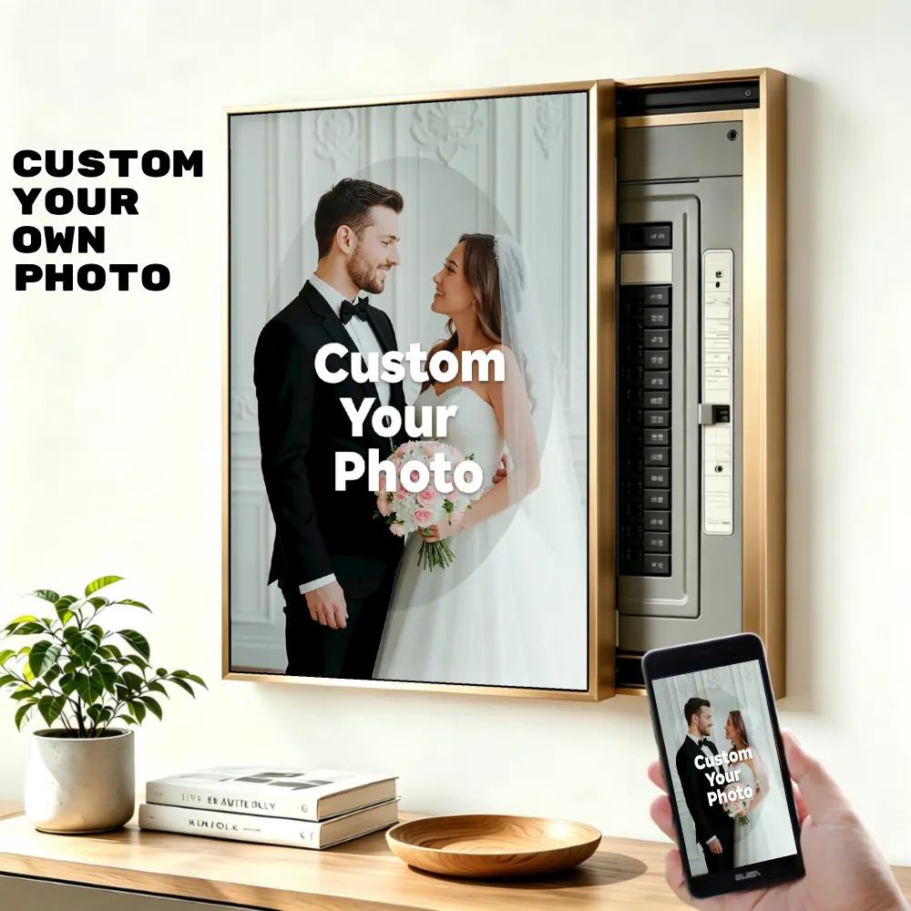 [Custom Gift] Personalized Canvas Print Artwork - Removable Wall Hanging Decor with Aluminum Alloy Sliding Panels, Free Shipment, Anniversary Gift for Friends Wedding Engagement, Box, Two Sizes