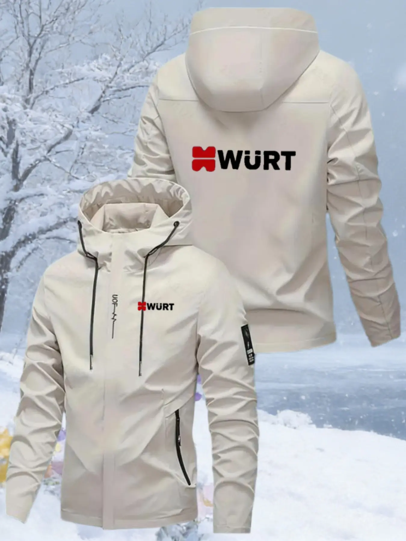 Men's Casual Hooded Windbreaker, Fashion Music Theme Letter Print Jacket, Lightweight Zipper Hoodie, Spring Outerwear for Drummers